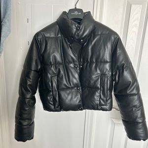 Zara short puffer jacket faux leather size s